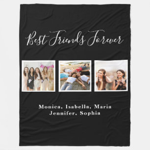 Friends forever BFF names black photo Fleece Blanket
