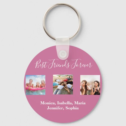 Friends forever BFF photo names pink Keychain