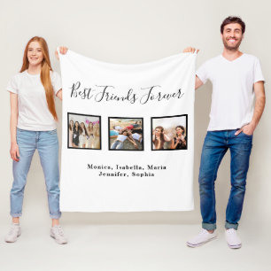 Friends forever BFF photo names white Fleece Blanket