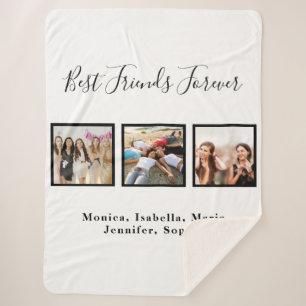 Friends forever BFF photo names white Sherpa Blanket