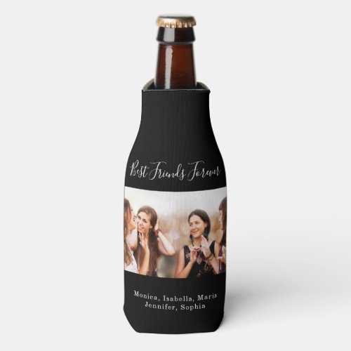 Friends forever BFF photo party black Bottle Cooler