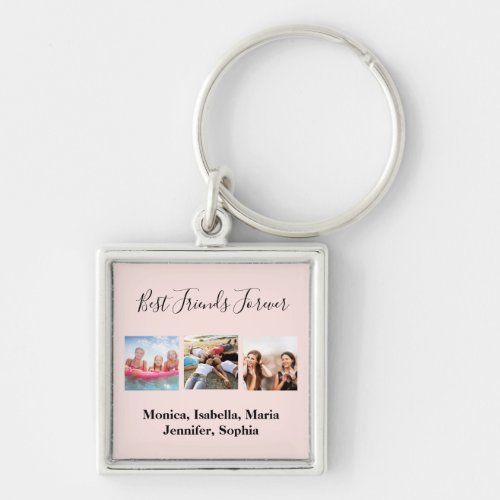 Friends forever BFF photo rose gold blush Keychain