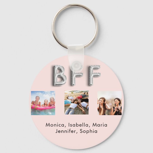 Friends forever BFF rose gold silver photo Keychain (Front)