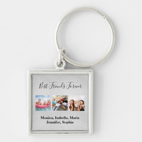 Friends forever BFF silver photo names Keychain