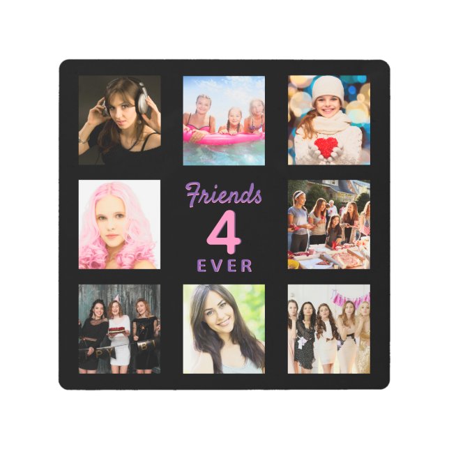 Friends forever black pink photo collage metal print (Front)