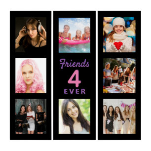 Friends forever black pink photo collage triptych