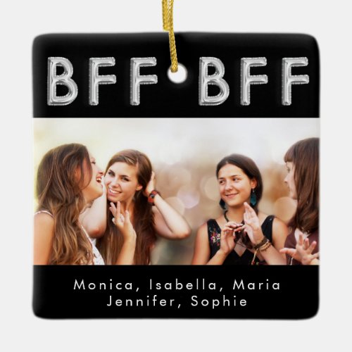 Friends forever black silver BFF photo Ceramic Ornament