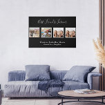 Friends forever black white photo names faux canvas print<br><div class="desc">A gift for your best friend(s) for birthdays,  Christmas or a special event. White text: Best Friends Forever,  written with a trendy hand lettered style script. Personalize and use your own photos and names. A white frame around the pictures.  A chic classic black background.</div>
