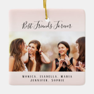 Friends forever blush besties photo ceramic ornament