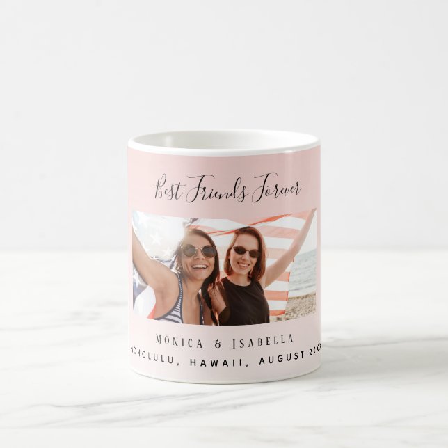 Friends forever blush pink photo coffee mug (Center)