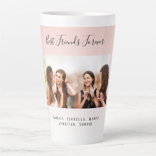 Friends forever blush pink photo latte mug