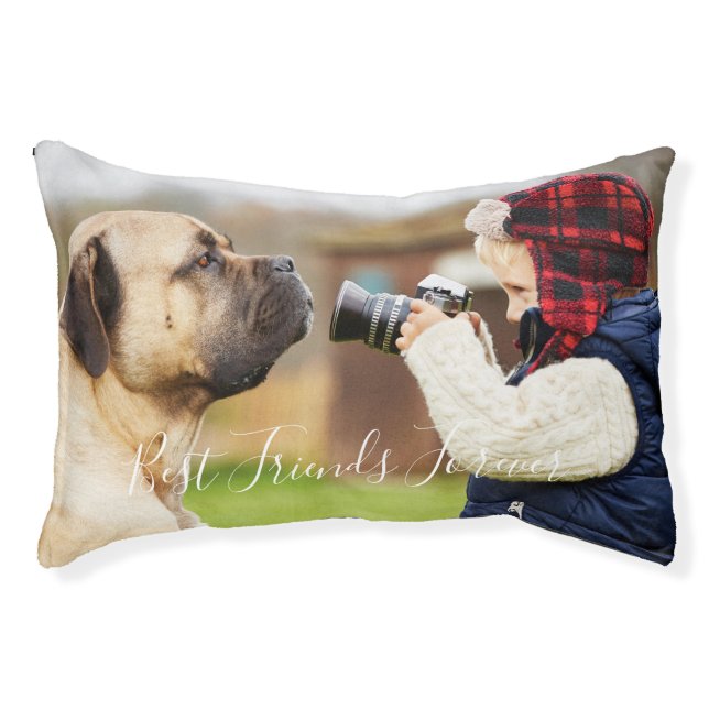 Friends forever boy dog photo script pet bed (Front)