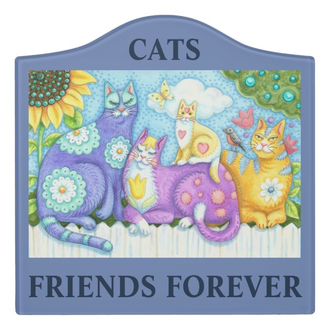 FRIENDS FOREVER, CAT CREST ROOM / DOOR SIGN (Large Crest Front)