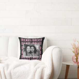 Friends Forever Custom Photo With Names Throw Pillow