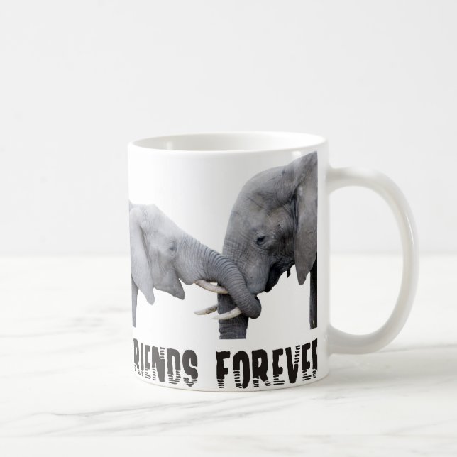 Friends Forever Elephants hugging / kissing Coffee Mug (Right)