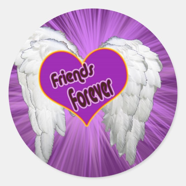 Friends forever heart with wings classic round sticker (Front)