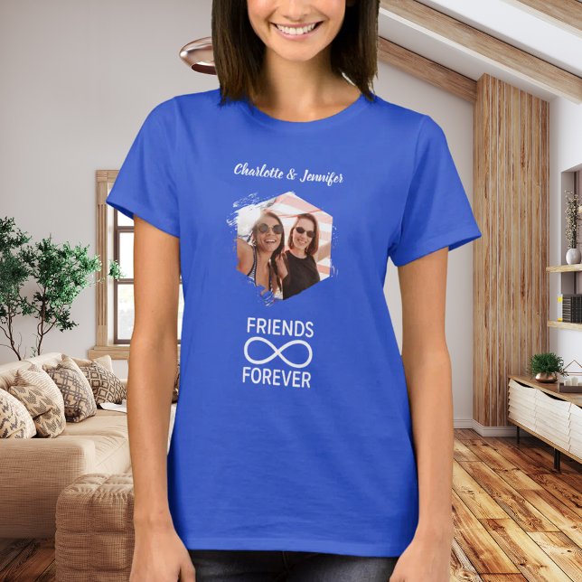Friends forever infinity photo names blue T-Shirt (Creator Uploaded)