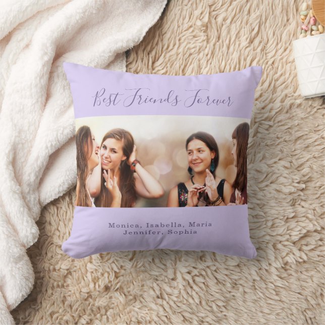 Friends forever lavender photo names throw pillow (Blanket)