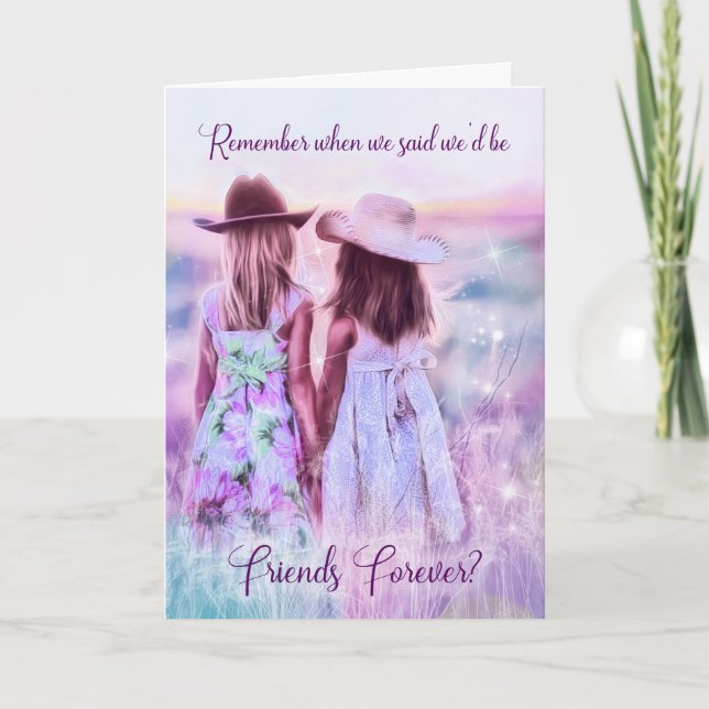 Friends Forever Little Cowgirls Purple Birthday Card (Front)