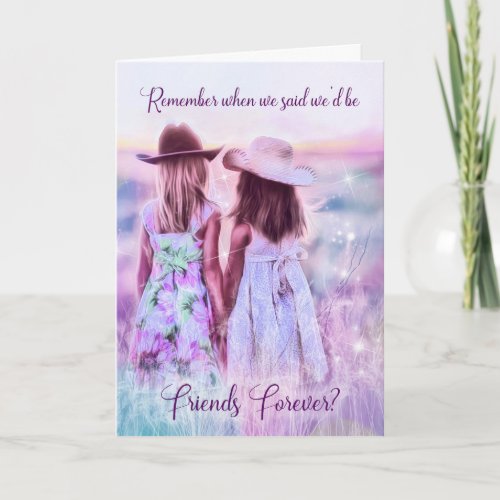 Friends Forever Little Cowgirls Purple Birthday Card