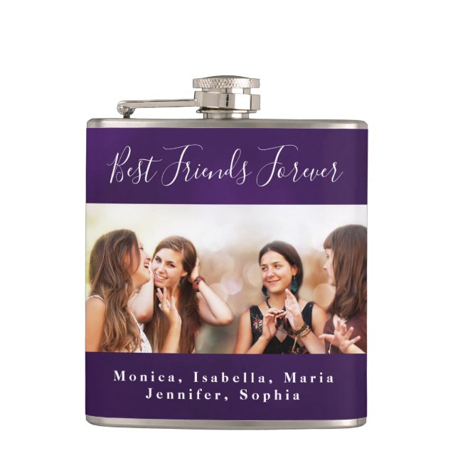 Friends forever names purple photo flask (Front)