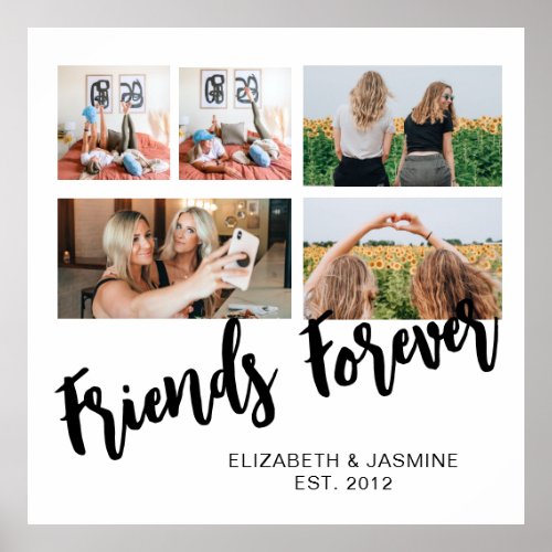 Friends Forever Photo Collage Gift for BFF Custom Poster