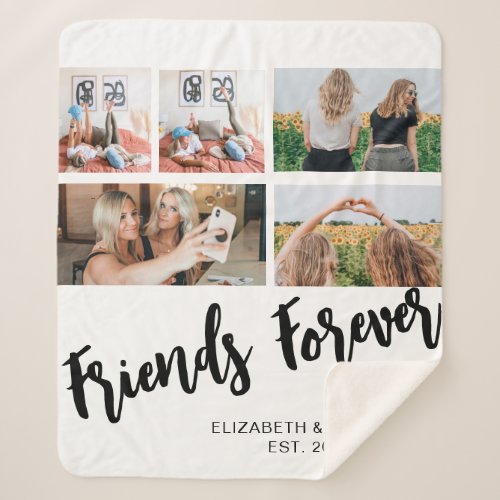 Friends Forever Photo Collage Gift for BFF Custom Sherpa Blanket