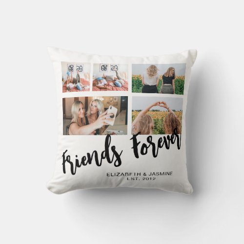 Friends Forever Photo Collage Gift for BFF Custom Throw Pillow
