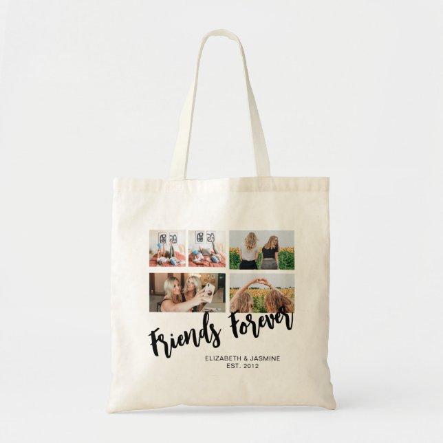 Friends Forever Photo Collage Gift for BFF Custom Tote Bag (Front)