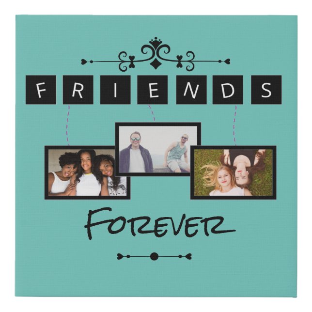 Friends Forever Photo Collage Keepsake Best Friend Faux Canvas Print (Front)