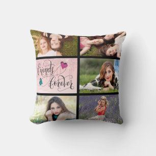 Friends Forever Photo Collage Throw Pillow
