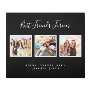 Friends forever photo names black chic metal print