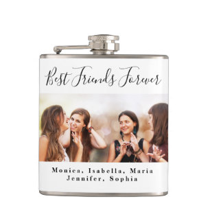 Friends forever photo names white black flask