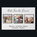 Friends forever photo names white chic faux canvas print<br><div class="desc">A gift for your best friend(s) for birthdays,  Christmas or a special event. Black text: Best Friends Forever,  written with a trendy hand lettered style script. Personalize and use your own photos and names. A black frame around the pictures.  A chic white background.</div>