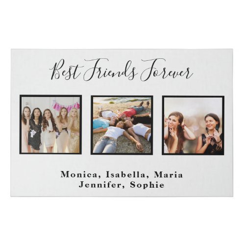 Friends forever photo names white chic faux canvas print