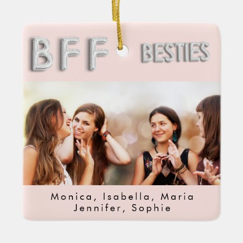 Friends forever photo pink silver besties  ceramic ornament