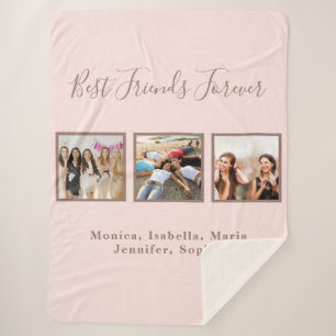 Friends forever photo rose gold blush pink sherpa blanket