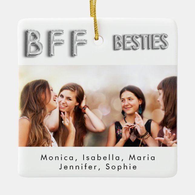 Friends forever photo silver besties BFF  Ceramic Ornament (Front)