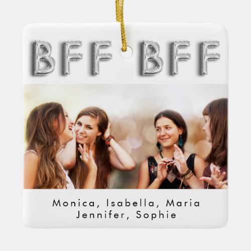 Friends forever photo silver white ceramic ornament