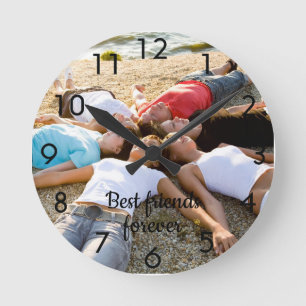 Friends forever photo text round clock