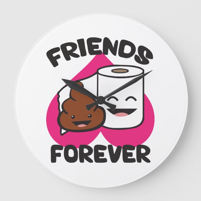 Friends Forever - Poop and Toilet Paper Roll Large Clock (Front)