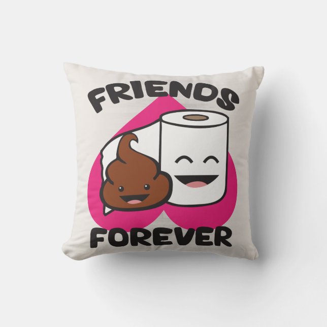 Friends Forever - Poop and Toilet Paper Roll Throw Pillow (Front)