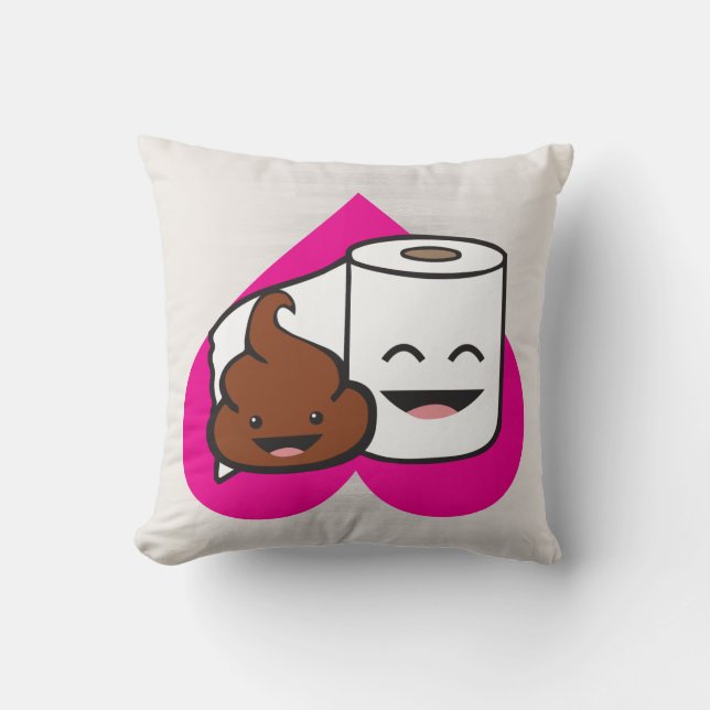Friends Forever - Poop and Toilet Paper Roll Throw Pillow (Front)