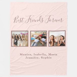 Friends forever rose gold blush photo fleece blanket