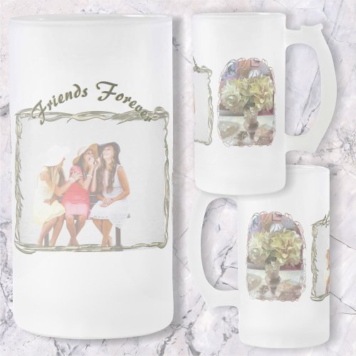 Friends Forever Spring Flowers PCM1 Frosted Glass Beer Mug
