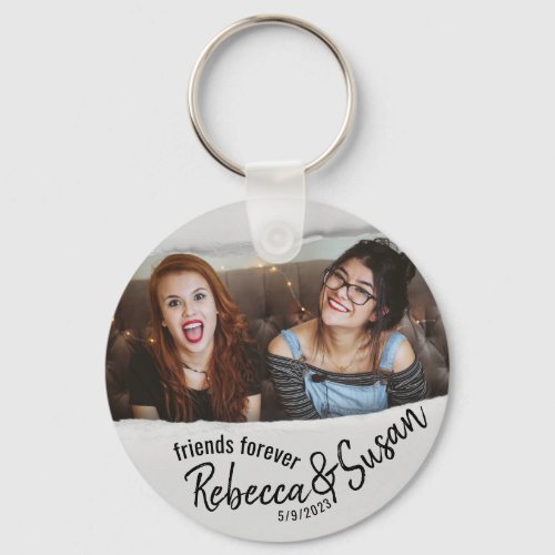 Friends forever  upload photo add names and date keychain