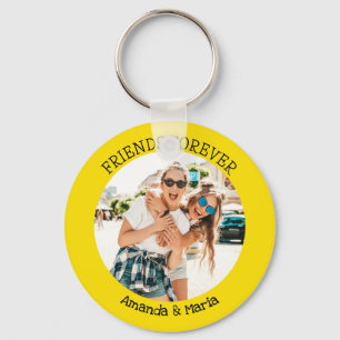 Friends forever upload photo and names yellow keychain