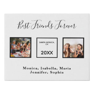 Friends forever white black names event photo faux canvas print