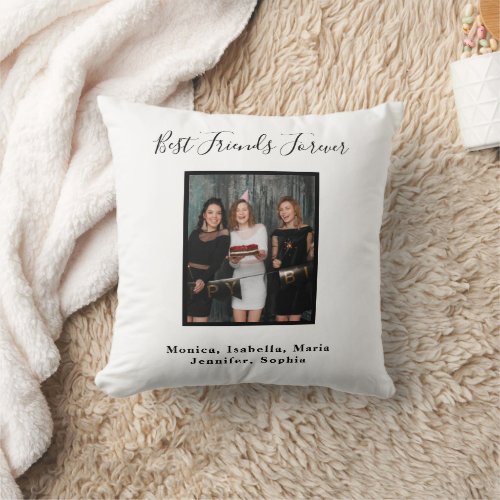 Friends forever white photo throw pillow