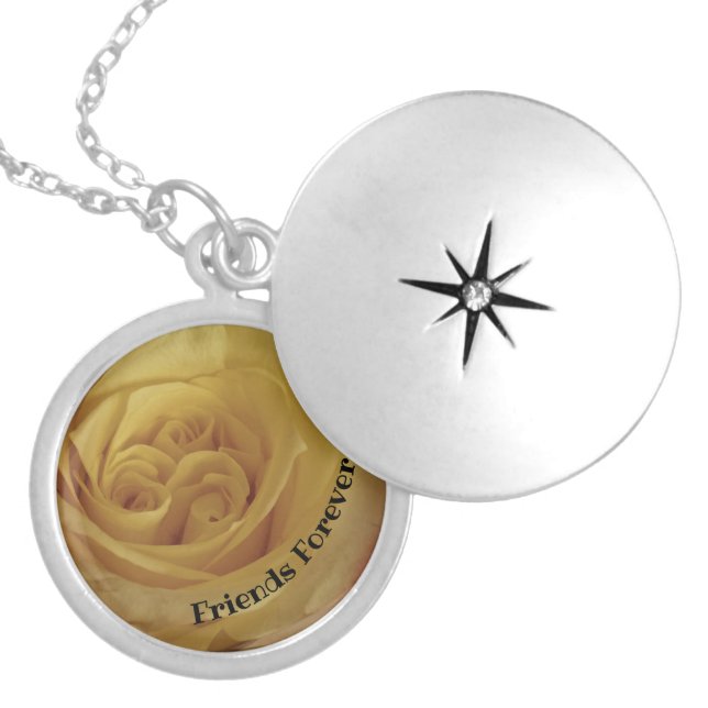 Friends Forever Yellow Rose Photo Friendship Locket Necklace (Front)